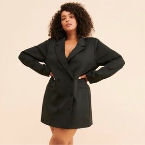 Good American Shiny Black Blazer Dress